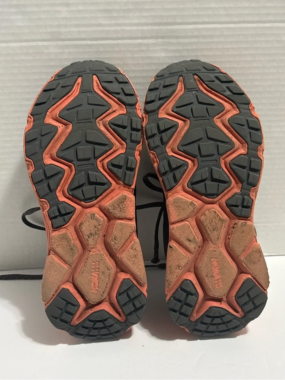 Hoka Women’s one one Sneaker in Gray with Pink & Orange Accents Size 7.5B